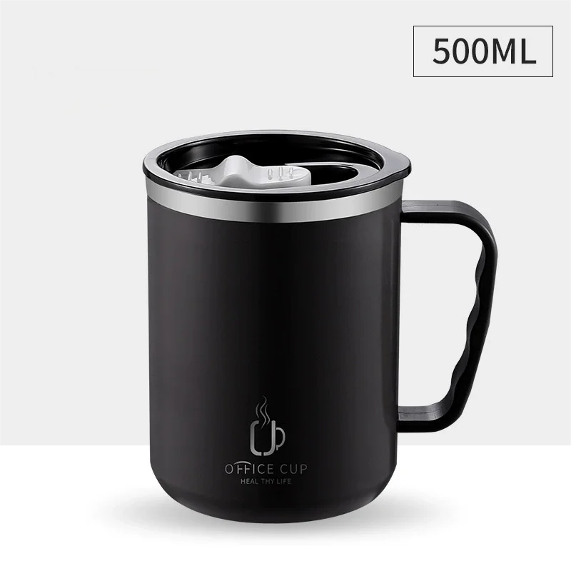 Insulated Coffee Mug Stainless Steel Thermos Cup with Handle and Leak Proof Lid