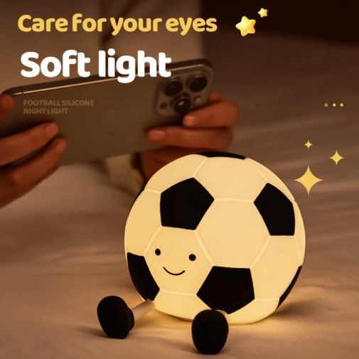 Football Silicone Night Light with Dimmable Glow & Rechargeable Bedside Design