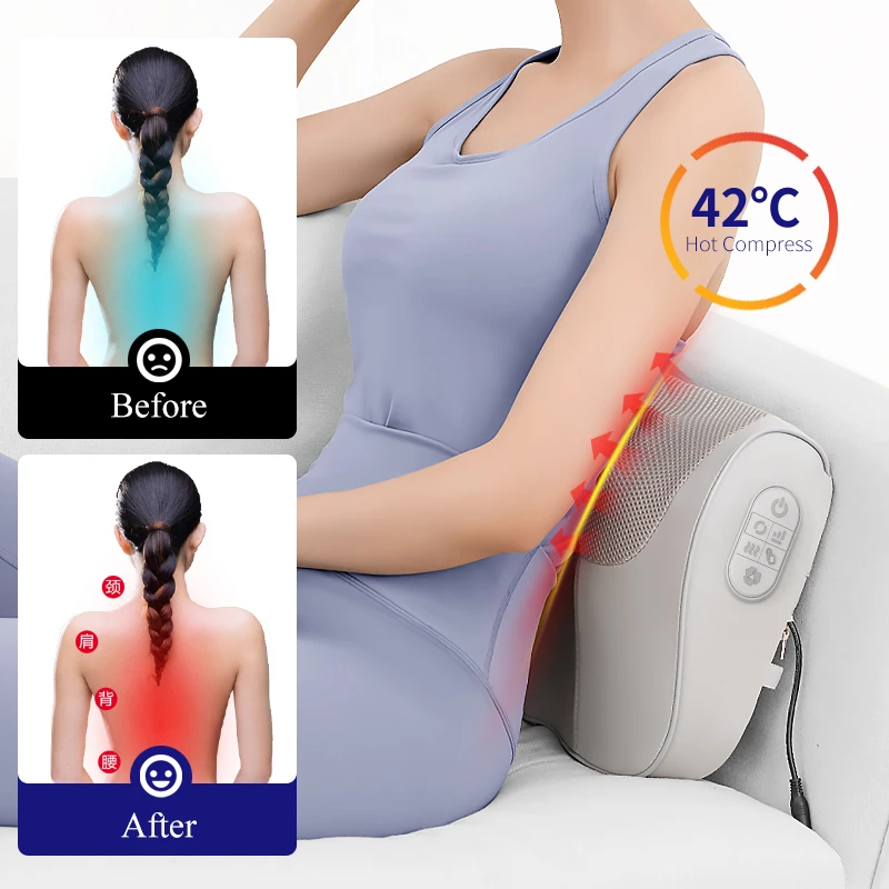 Neck Massager Cervical Massage Pillow, Hot Compress Function, Stress Relief, Relaxation