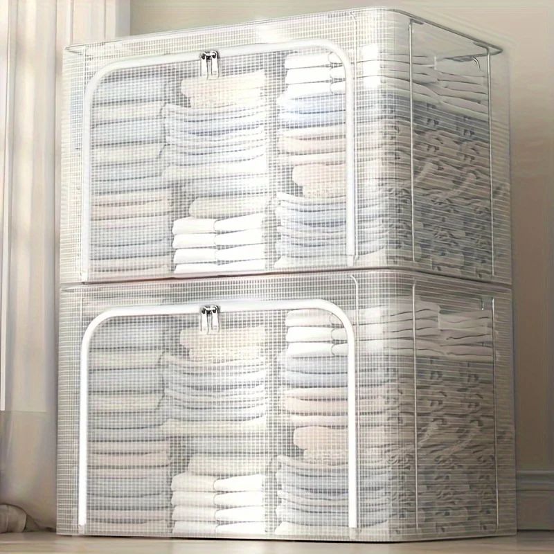 Folding Clothes Storage Box Organizer - Durable Polyester Space-Saving Wardrobe Bin for Dorm Closet & Cabinets