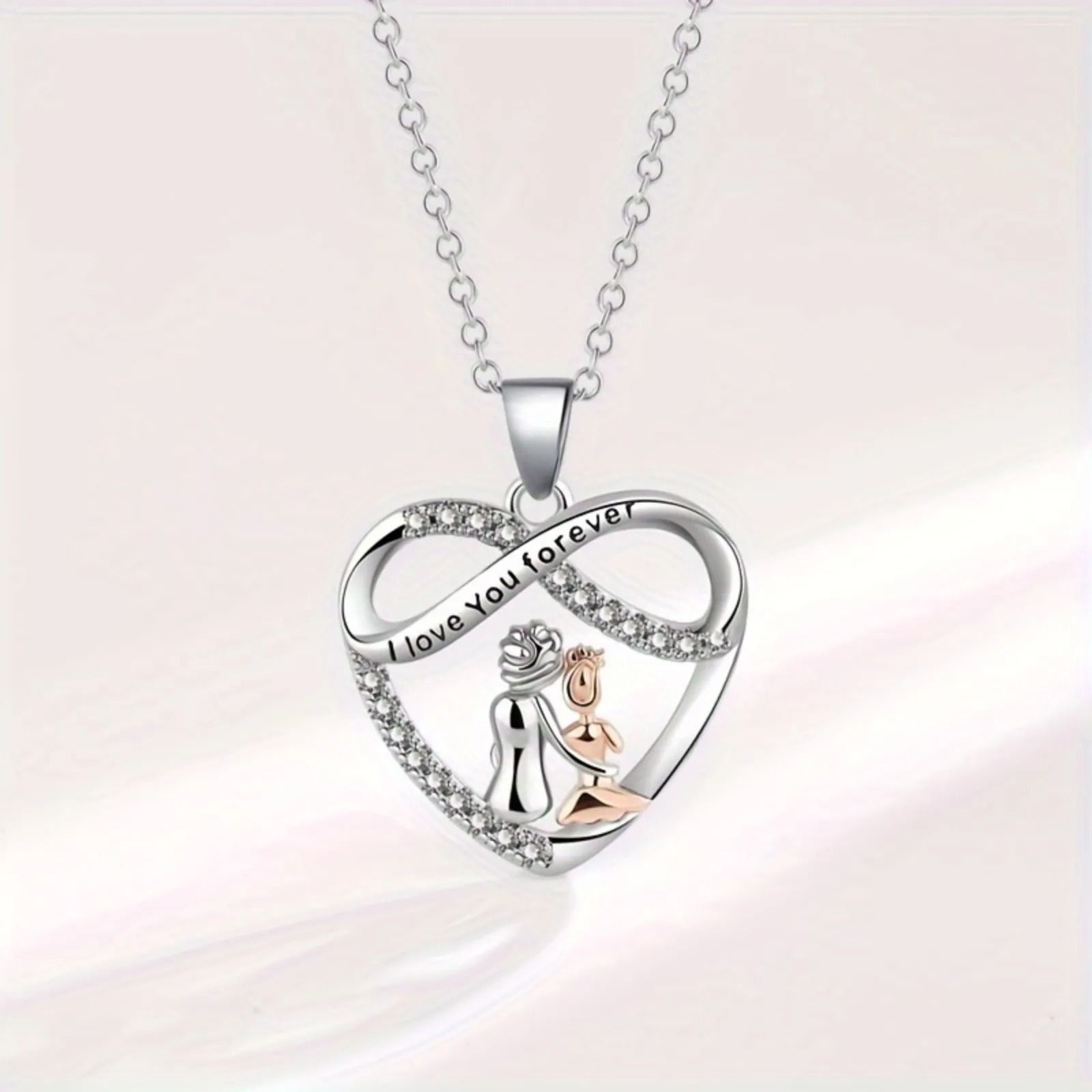 EndlessLove Grandma Granddaughter Necklace Zirconia Heart Pendant Gift