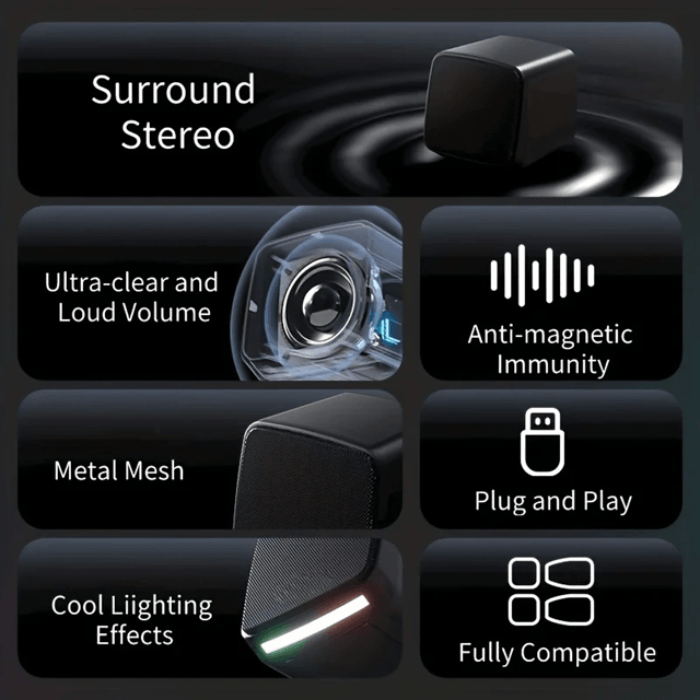 SonicGlow Mini Computer Speakers with Stereo Sound and Cool Lights