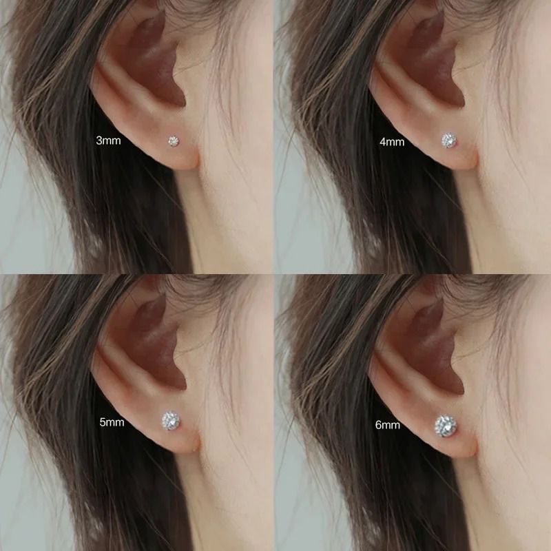 925 Sterling Silver Tiny Crystal Stud Earrings