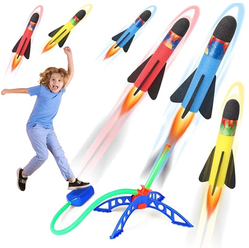 Kids Foam Rocket Launcher Toy with Air Pump and Launch Pad