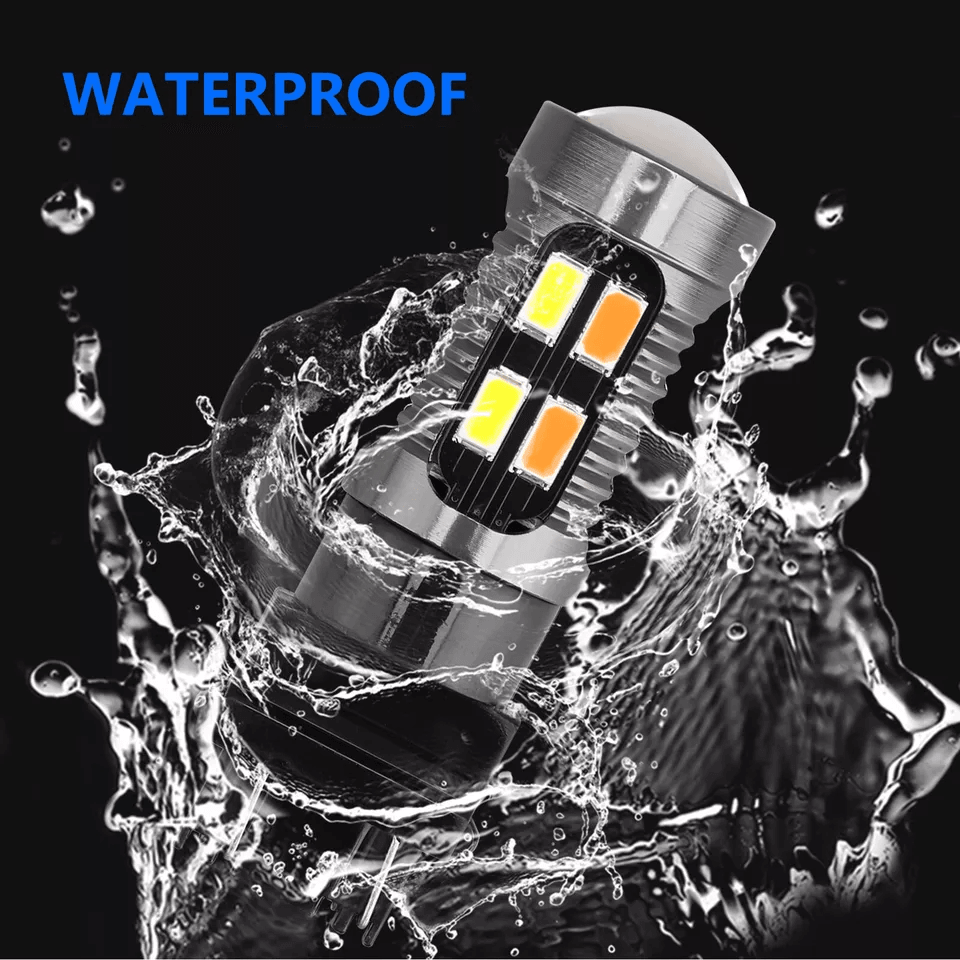 LED DRL Switchback Turn Signal Light Bulbs, White Amber