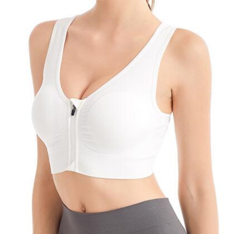 Running Fitness Sports Bra Front Zipper, Shockproof Wireless Bralette, Breathable Seamless Womens Underwear for Workout