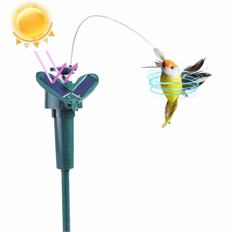 Funny Solar Rotating Bird Toy, Flying Humming bird for Garden Decoration