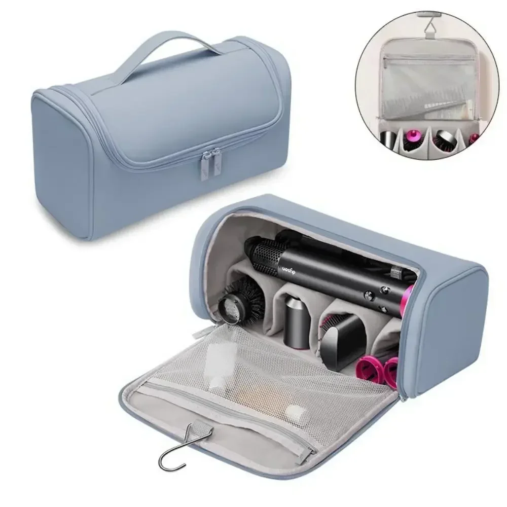 Hideable Hanging Hook Hair Dryer Case – Portable Waterproof Non-Slip Hair Tools Pouch with Large Capacity for Curling