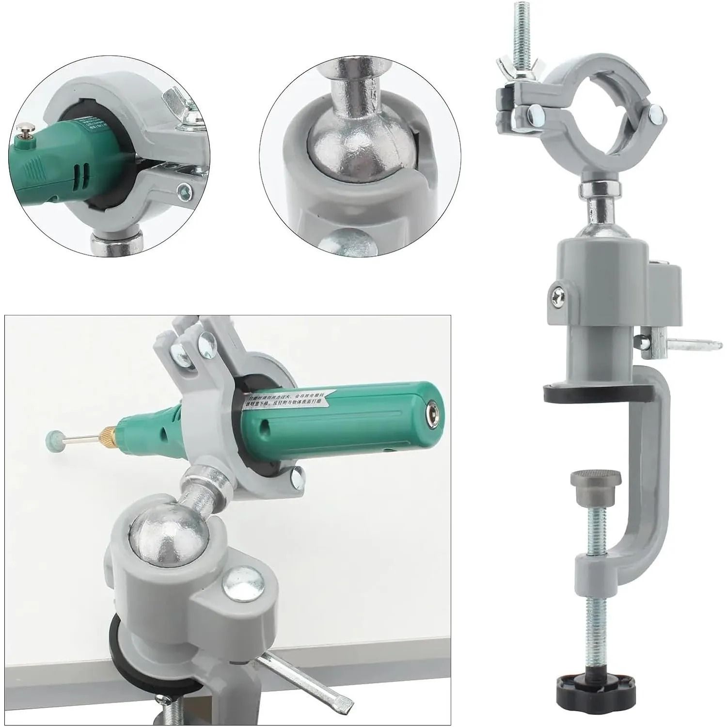 360 Degree Swivel Table Vise Drill Stand Holder Aluminum Alloy Tool Bracket
