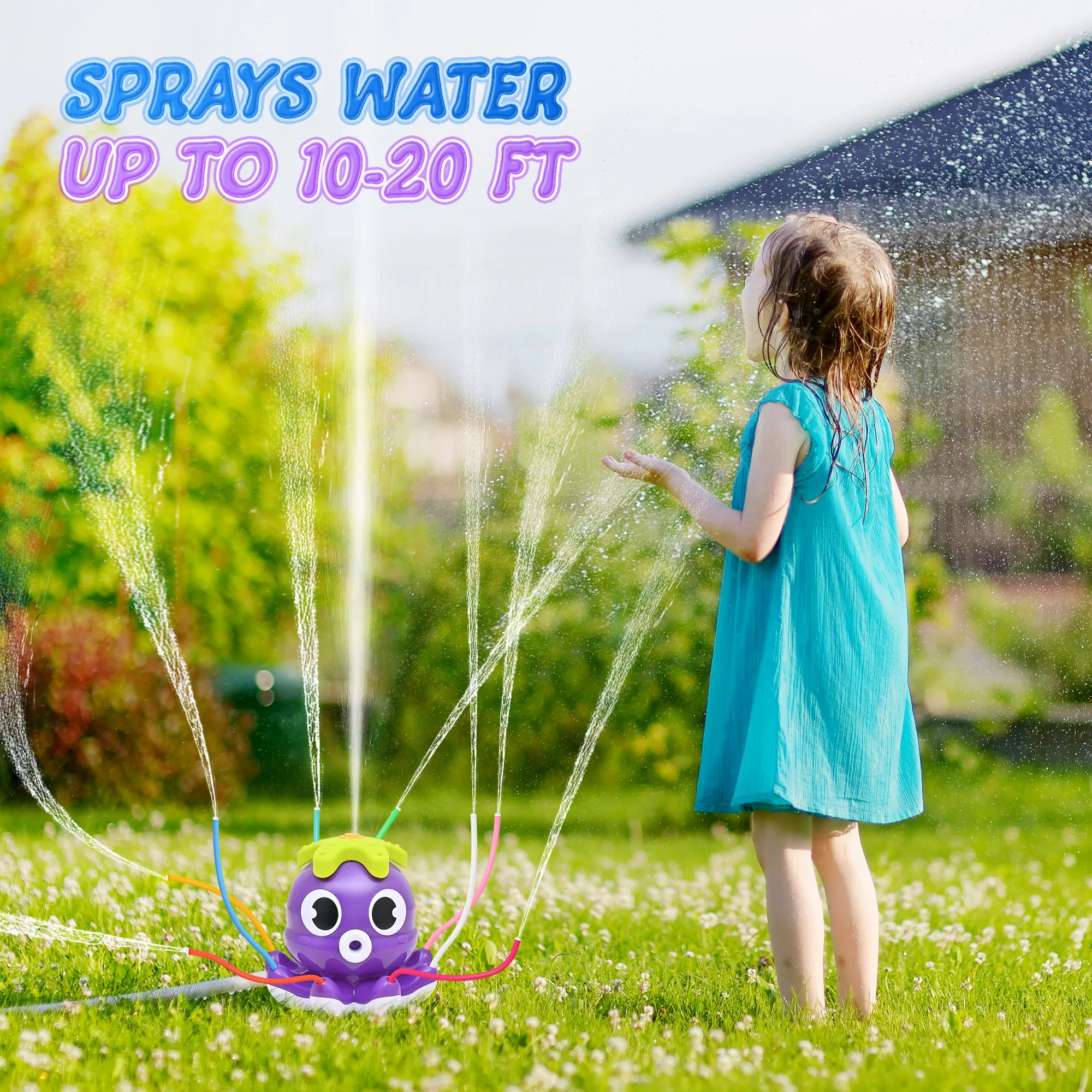 Rotating Octopus Splash Sprinkler Toy for Kids Outdoor Water Play Backyard Fun
