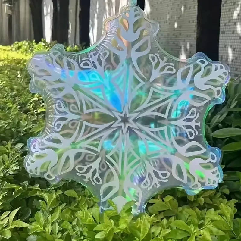 Winter Festival Transparent Colorful Snowflake Aluminum Foil Balloons, Christmas New Year Party Decorations
