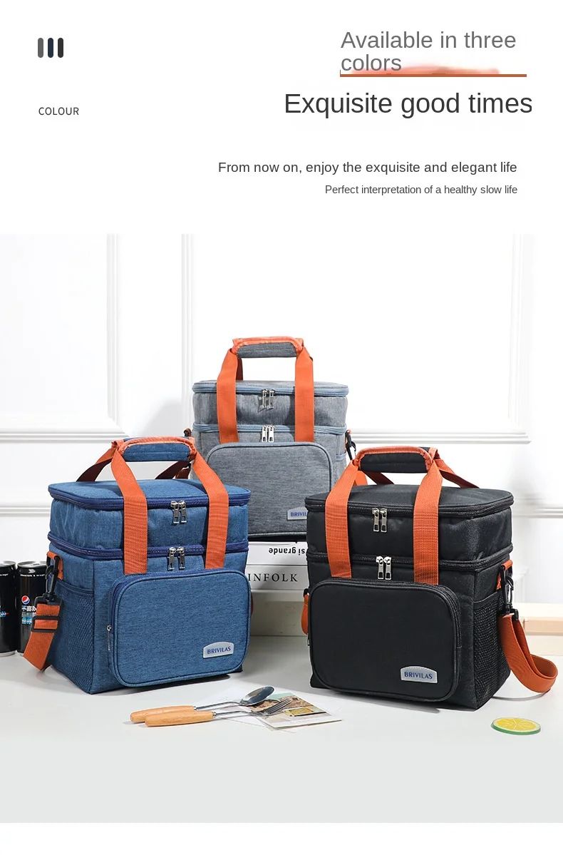 Double Layer Large Capacity Insulated Lunch Bag