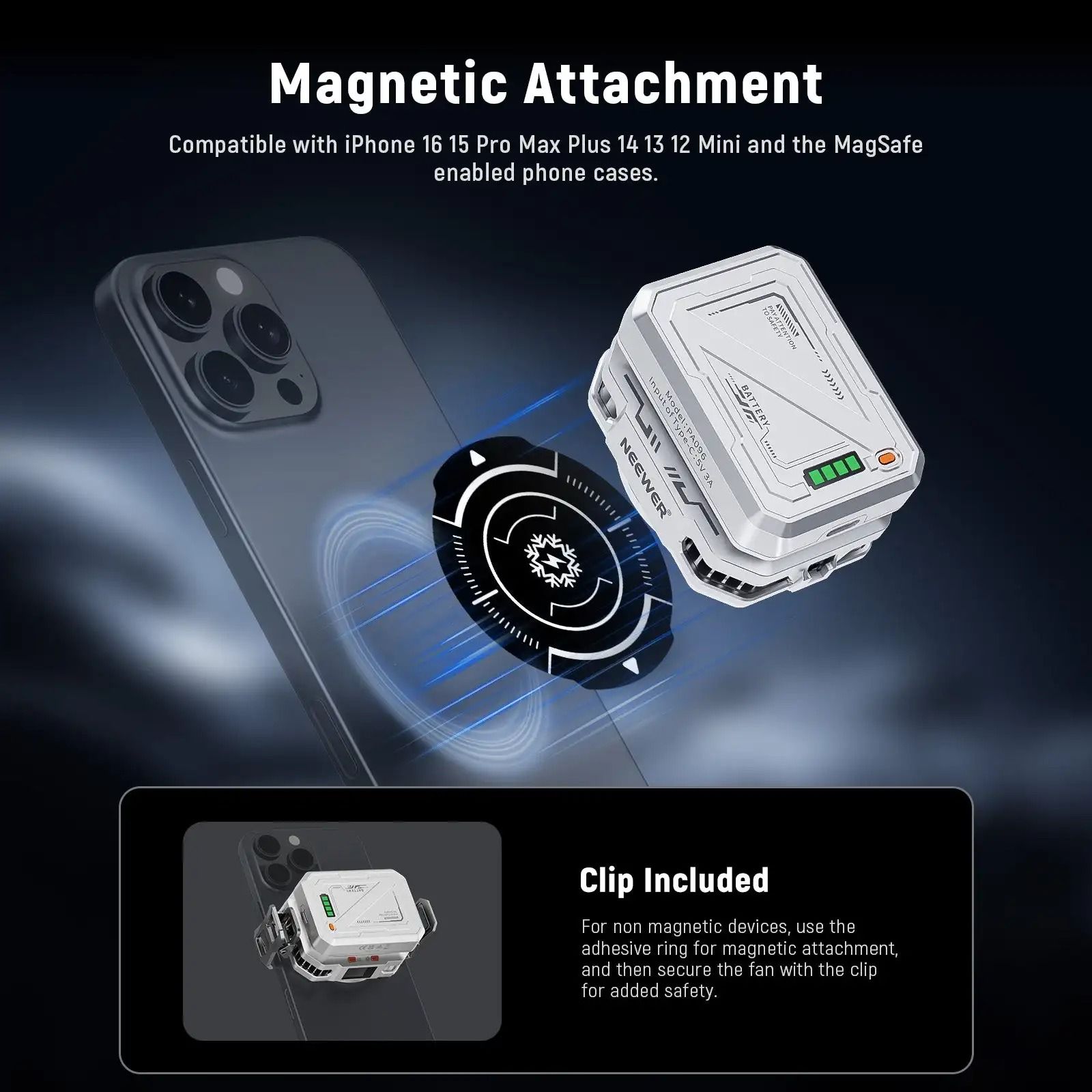 Magnetic Phone Cooler & 5000mAh Power Bank Hybrid