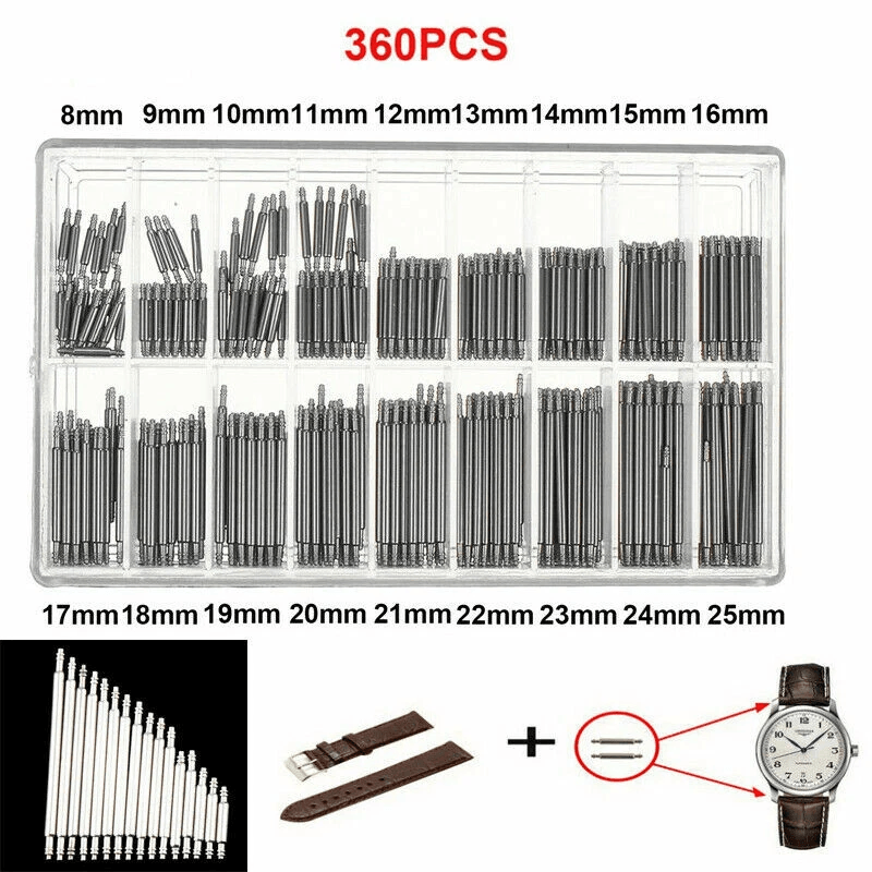 Watch Spring Bars and Watch Band Repair Kit Set with Link Remover, Stainless Steel
