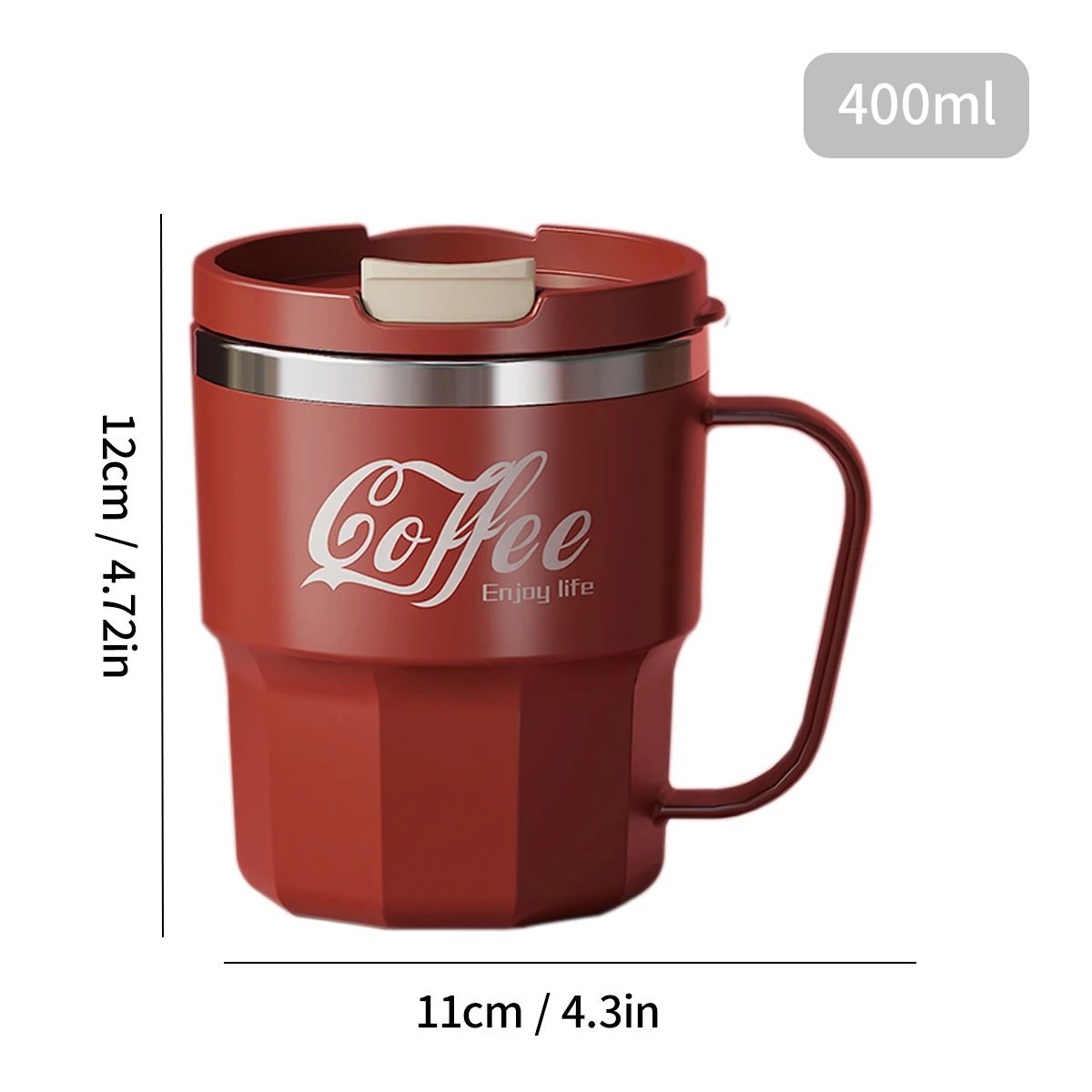 304 Stainless Steel Double Wall Insulated Coffee Mug – Leakproof Thermal Drink Cup 13.5 fl oz