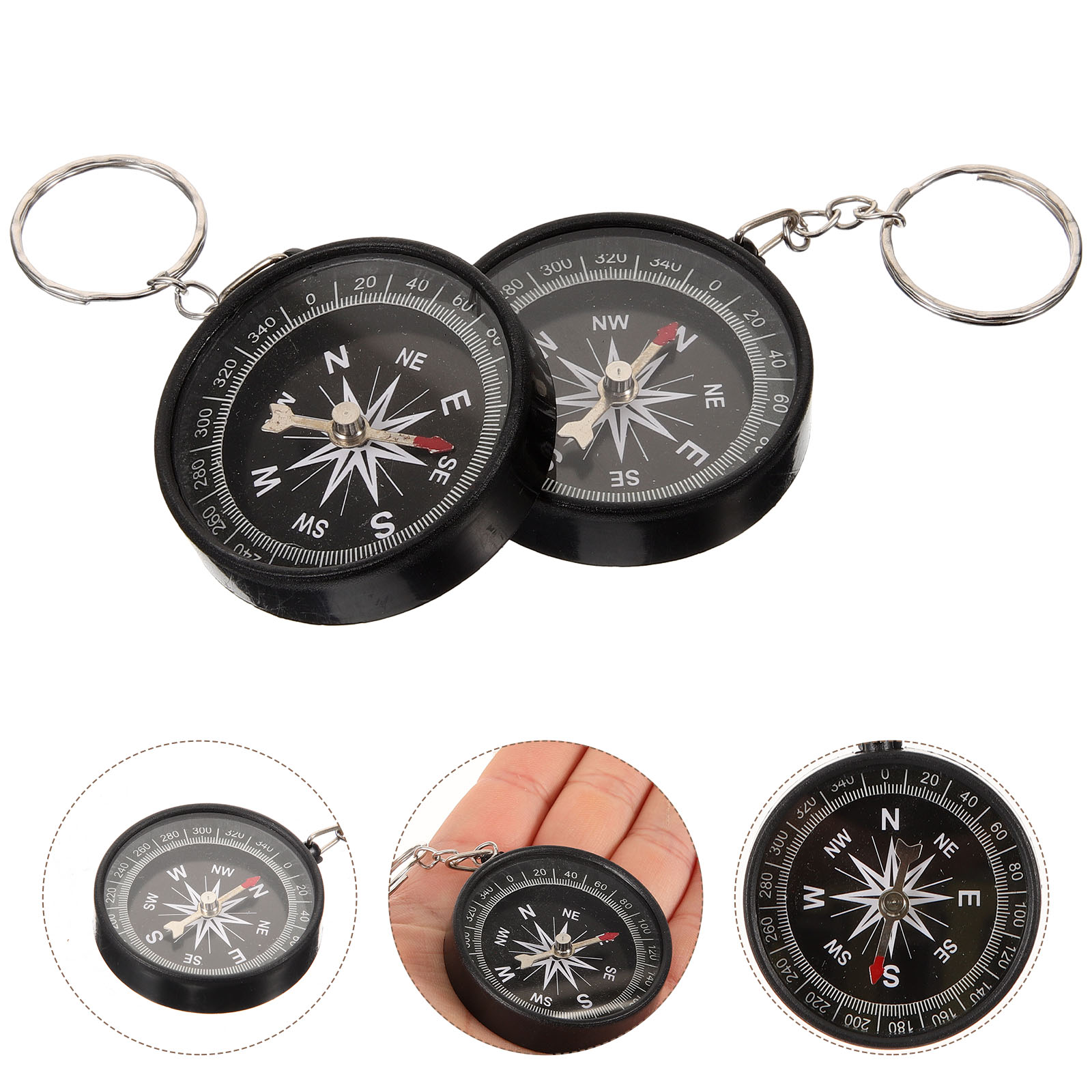 Mini Outdoor Compass Keychain Portable Survival Key Ring for Hiking Camping Navigation