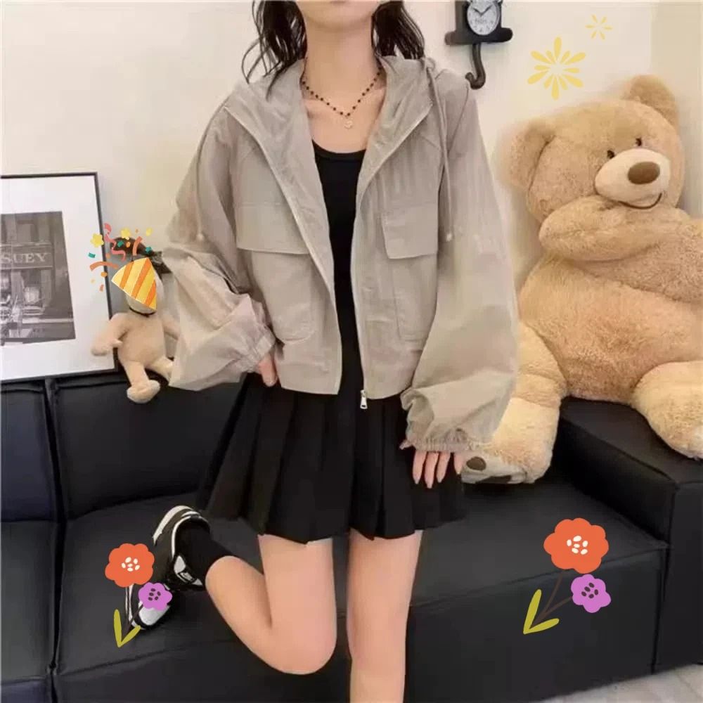 Women Thin Sunscreen Jacket Loose Waterproof Quick Dry Summer Coat