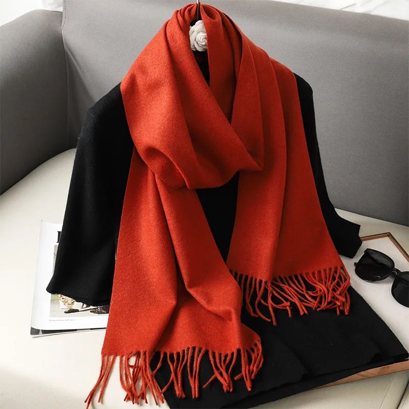 Luxe Winter Cashmere-Feel Women's Scarf Shawl with Tassels