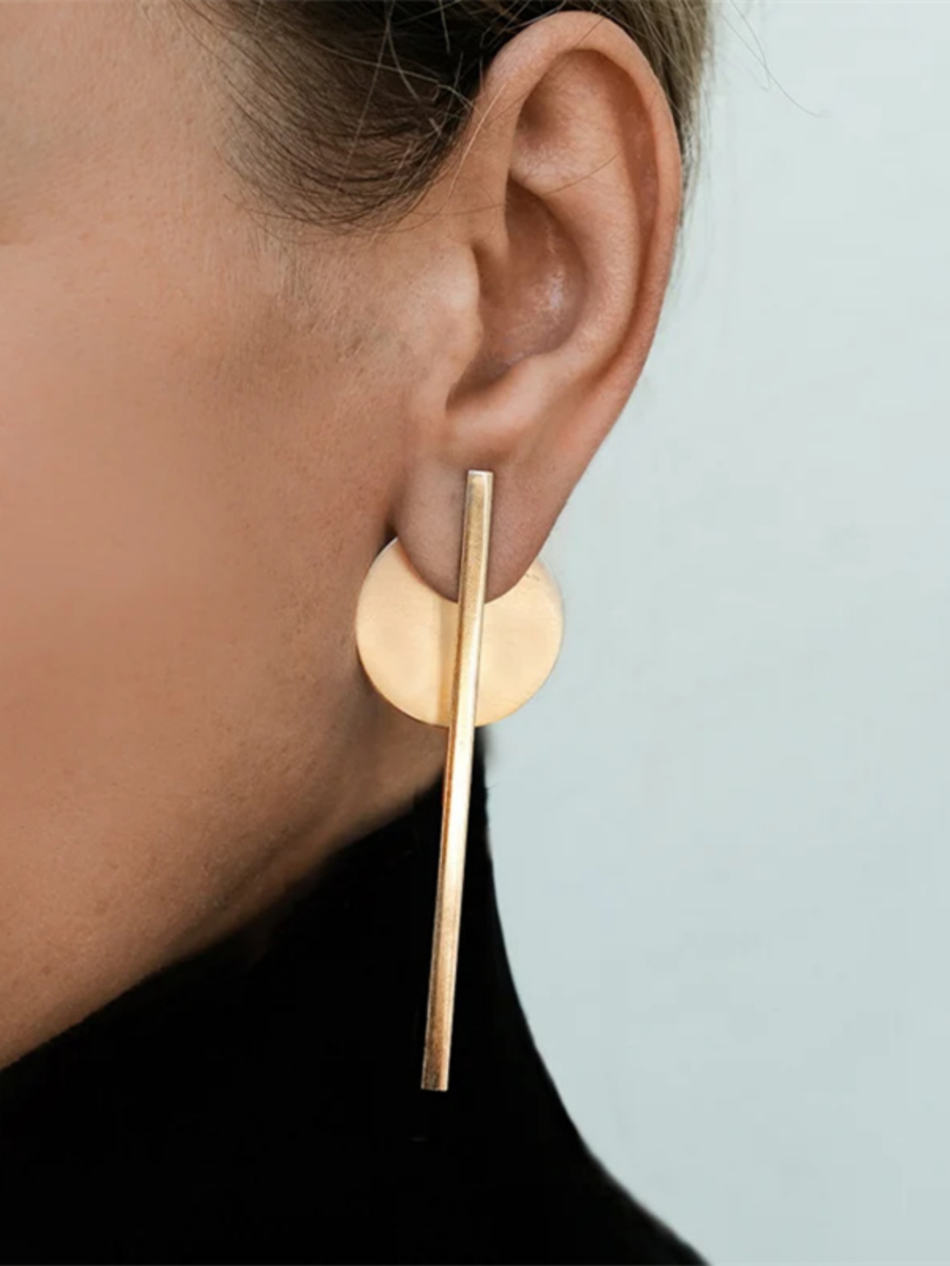 Personalized Round Strip Earrings Set, European & American Style Hoop & Stud Pair, Trendy Womens Jewelry