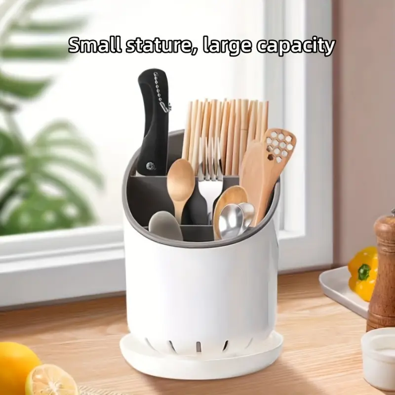 Chopsticks Tube with Drain Plate, Kitchen Storage Holder, Tableware Organizer Rack, Home Kitchen Storage Drain Box