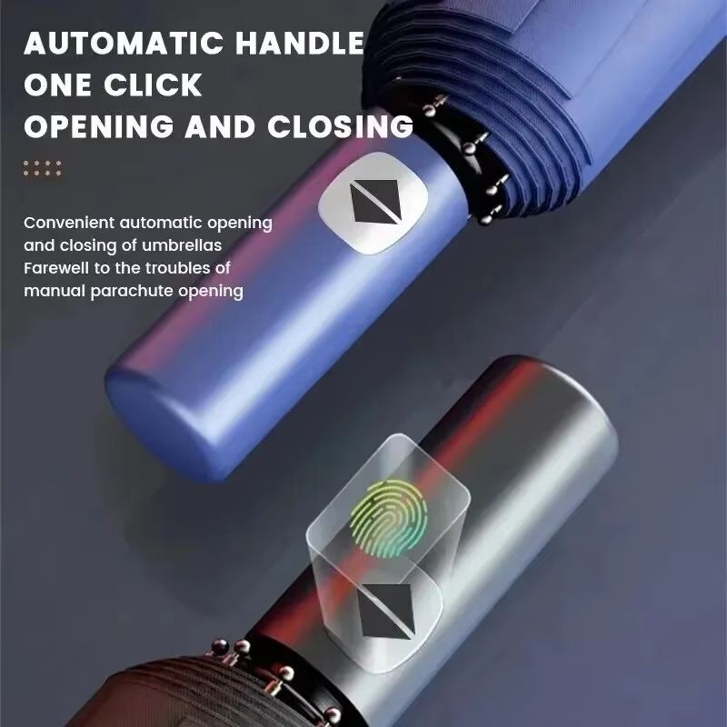 12-Bone Fully Automatic UV-Resistant Folding Travel Umbrella