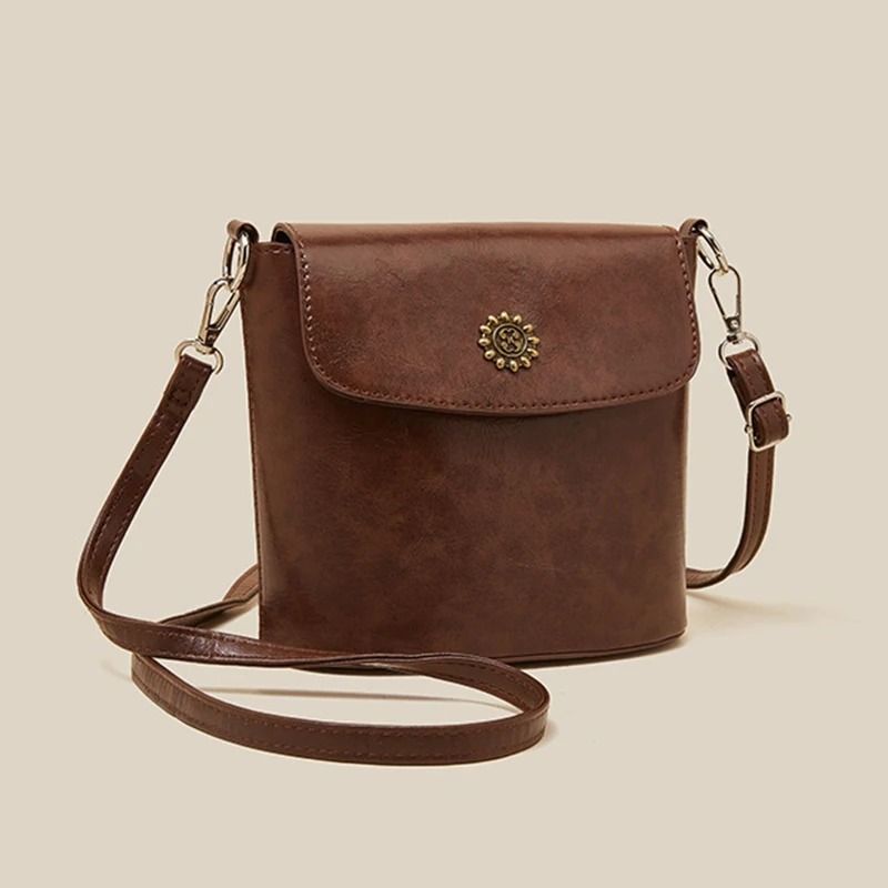 Retro Sunflower Button Bucket Bag and Versatile Commuting Bag