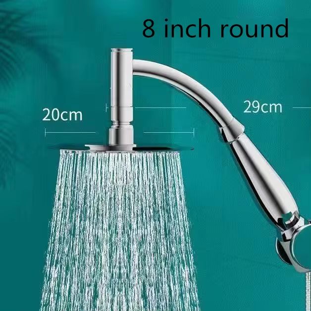 High-Pressure Stainless Steel Square Rainfall Shower Head With Curved Extension