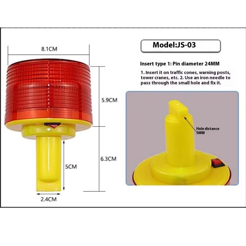 Solar LED Traffic Warning and Crane Safety Beacon Light with Emergency Flashing Lamp