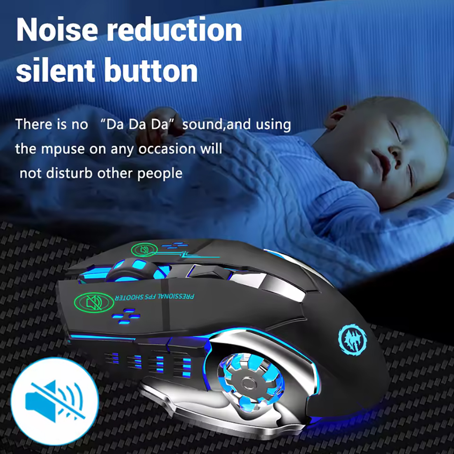 Wireless Gaming Mouse with Rechargeable Battery, Silent Bluetooth, Backlight PC Gamer Mouse, USB Mechanical Mouse