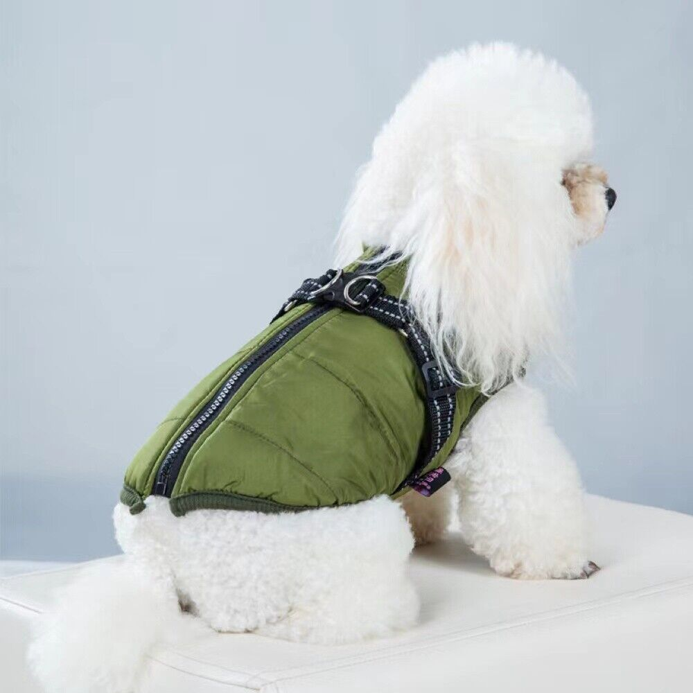 Dog Winter Coat With Built In Harness