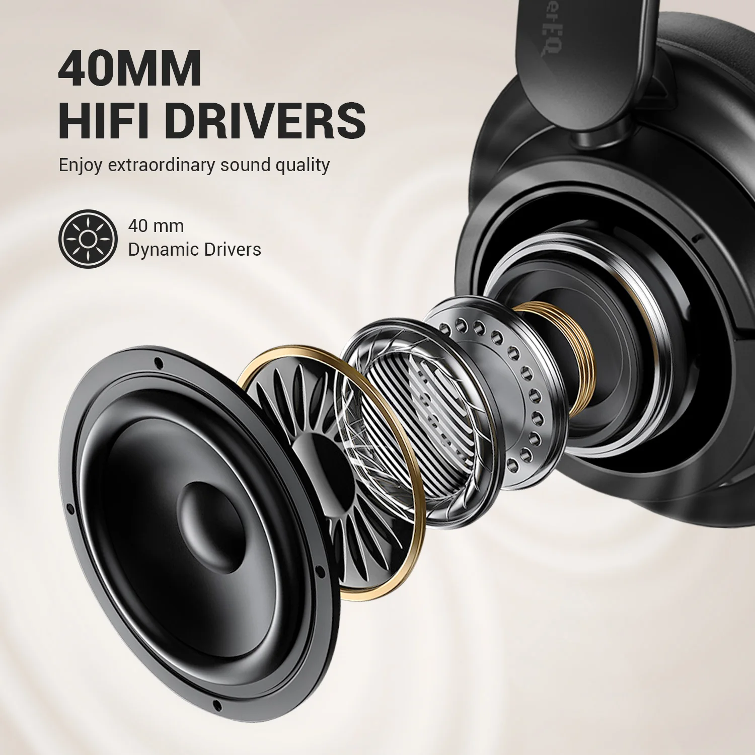 Bluetooth 5.3 Over Ear Headset With Mic, Oneodio SuperEQ V16 Wireless Headphones,Foldable Hi-Res Bass Pop Mode