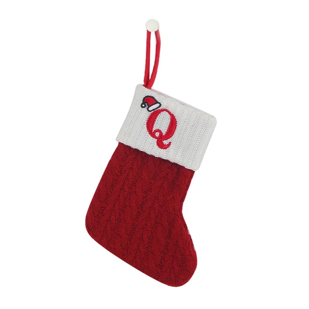 Cozy Knitted Mini Christmas Stocking with A–Z Letter, Snowflake Design & Hanging Loop