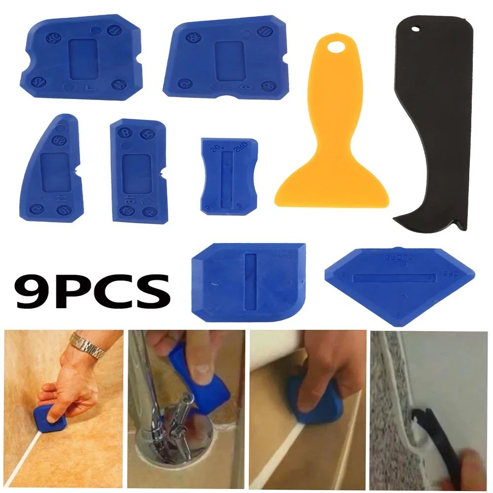 9 Piece Caulking Tool Kit Sealant Finishing Tools for Smooth Grout and Silicone Application