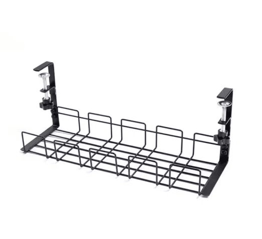 Metal Under Table Storage Rack & Cable Management Tray for Home and Office
