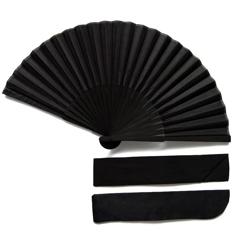 Elegant Black Folding Hand Fan for Weddings and Parties