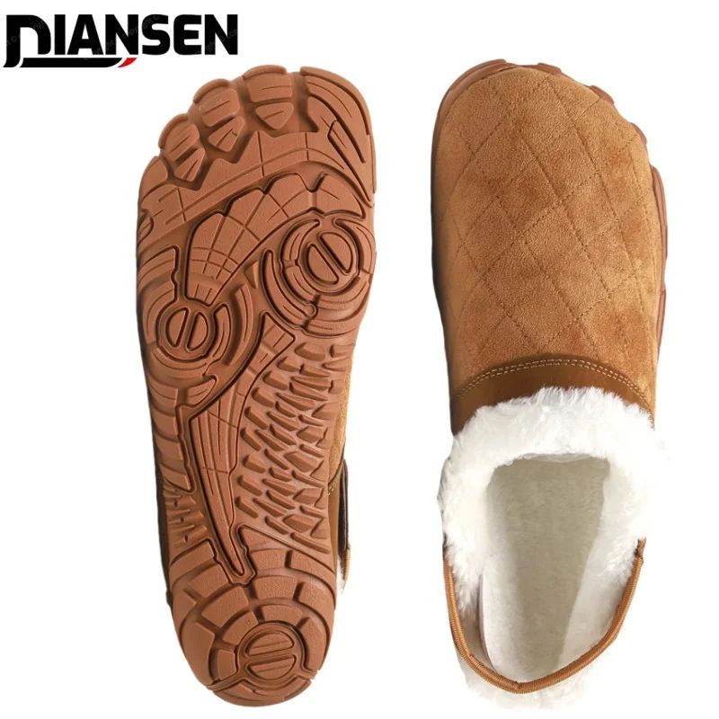 Chamois Leather Wide Toe Slippers Warm Barefoot Indoor House Shoes