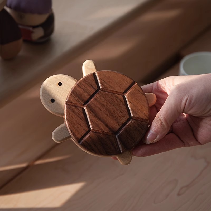 Solid Wood Turtle Insulation Mat Black Walnut Tableware Anti-scald Tea Coaster