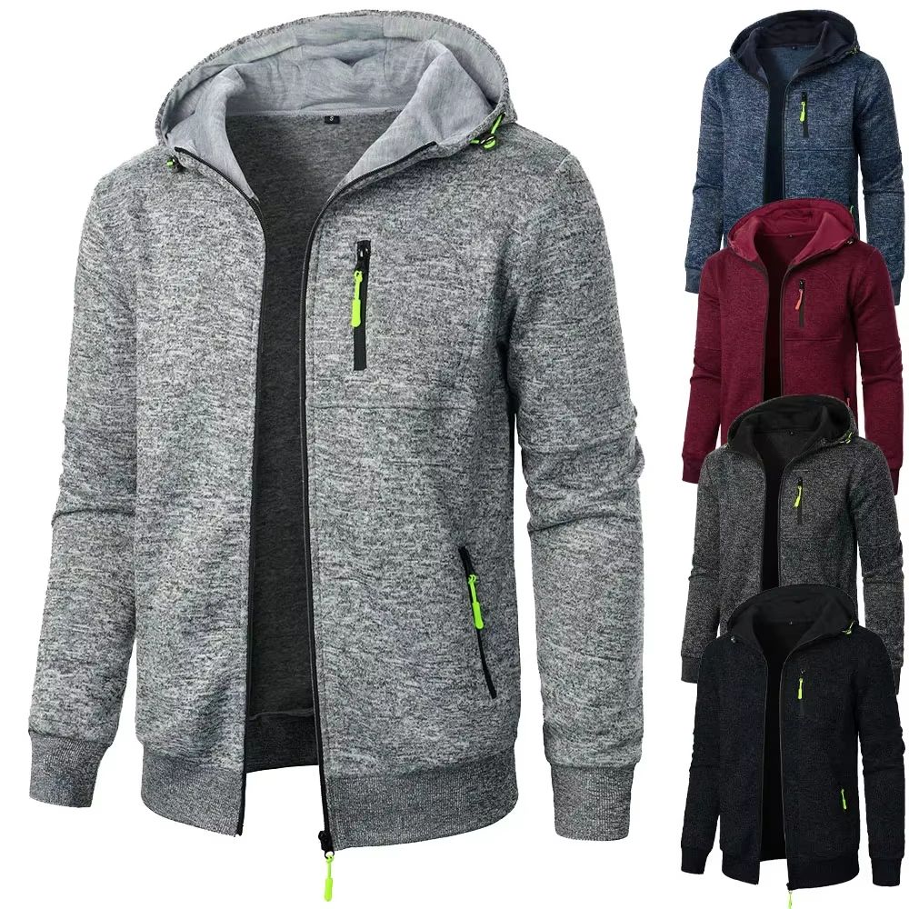 Mens Slim Fit Hoodie Jacket, Hooded Sweatshirt for Men Streetwear Sportswear