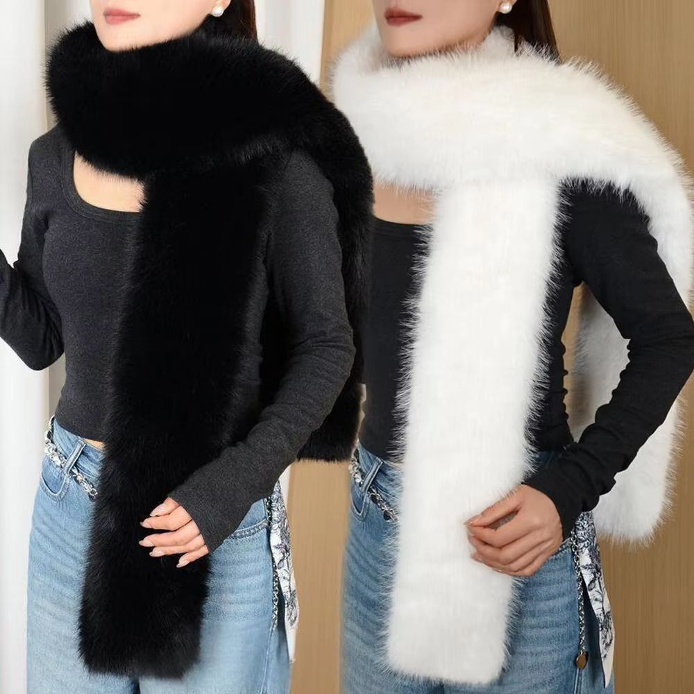 Luxury Plush Fake Fur Long Scarf 70.87in Soft Winter Wrap & Shawl