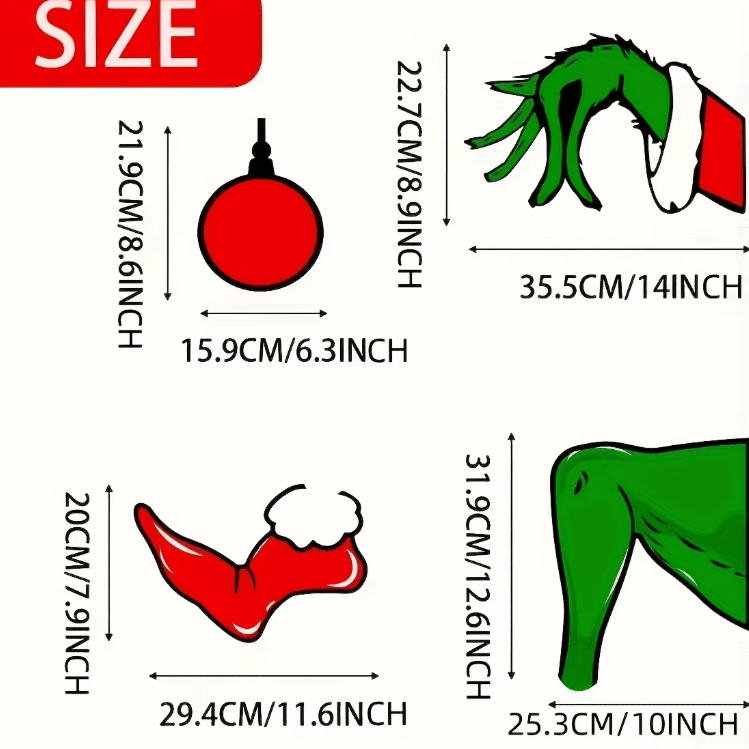 WhovilleFest Christmas Wall Stickers – Fun Grinch-Inspired Holiday Vinyl Decals