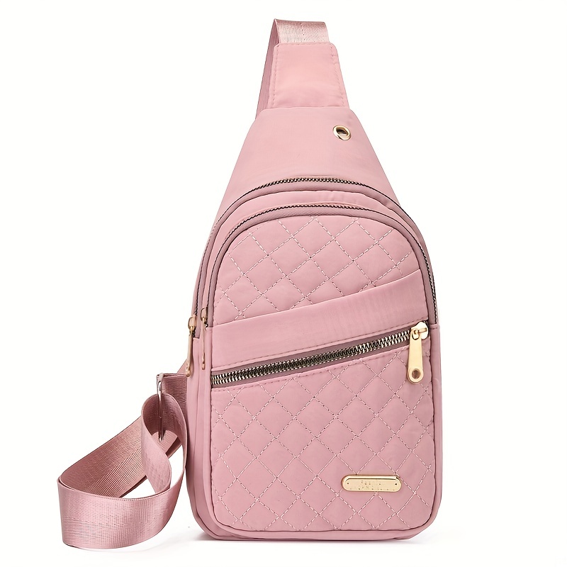 Foldable Portable Lightweight Quilted Chest Bag, Trendy Versatile Tote, Ideal Shoulder Bag for Outdoor Travel