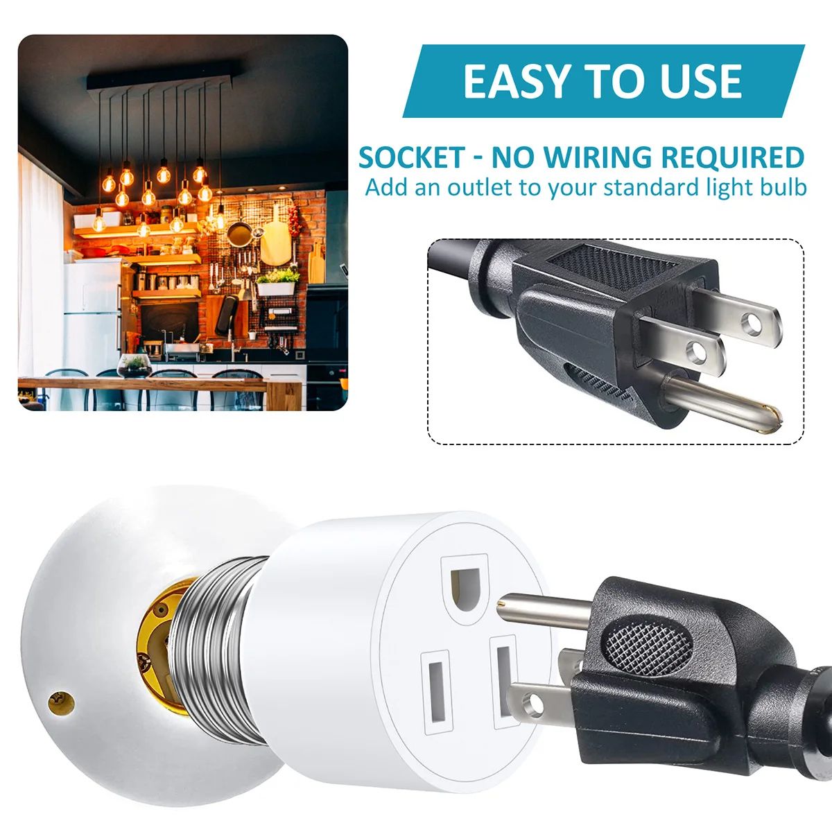 Universal Light Socket Adapter E26 E27 Converter 2PCS Heat Resistant Plug