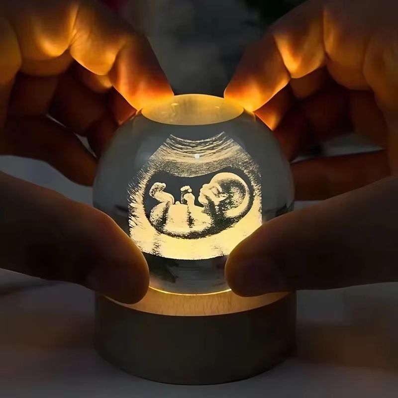 Personalized Ultrasound Crystal Ball Baby Keepsake 2D Laser Engraved Glass Sphere
