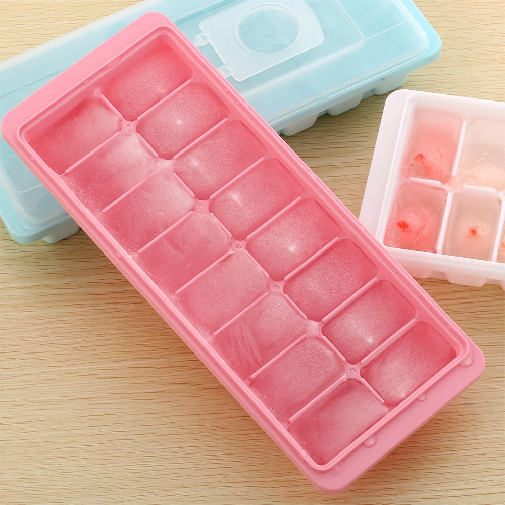 Covered Ice Cube Tray with Lid Reusable Freezer Cube Mold for Jelly and Drinks