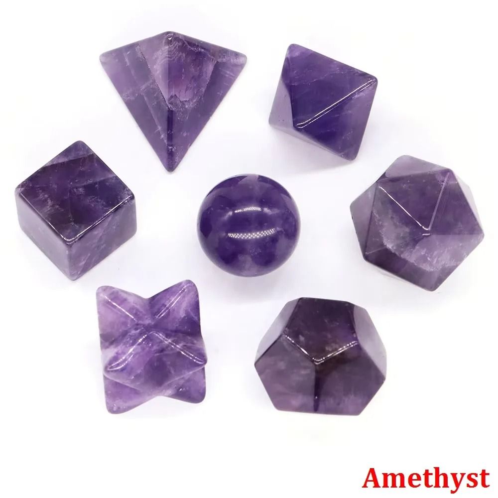 Platonic Solid Crystal Set Sacred Geometry Chakra Healing Reiki Stones