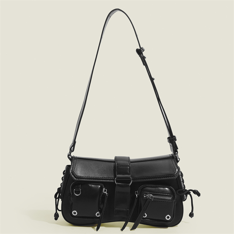 Cool Goth Punk Women's Shoulder Bags, PU Leather Handbags with Zipper, Fashion Tote Purse