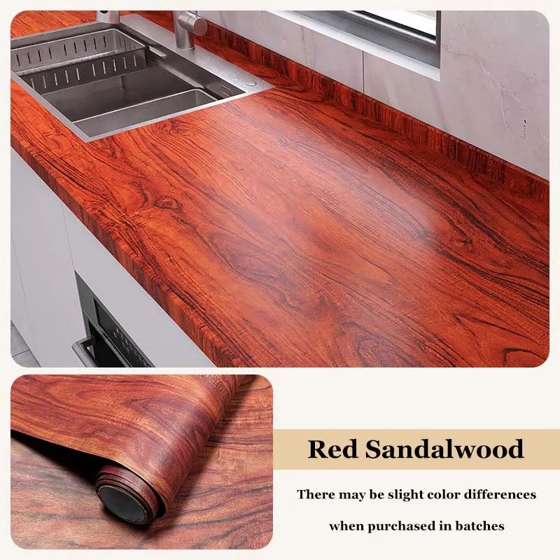 Wood Grain Peel & Stick Cabinet Film - Waterproof, Flame-Retardant Kitchen Renovation Wrap