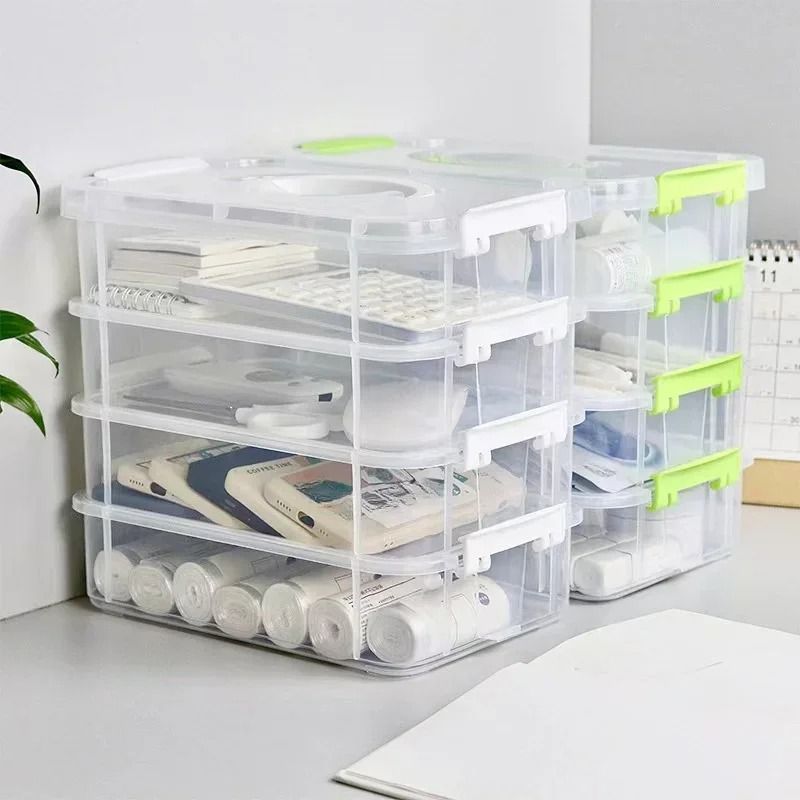 4 Layer Transparent Partitioned Modular Storage Box