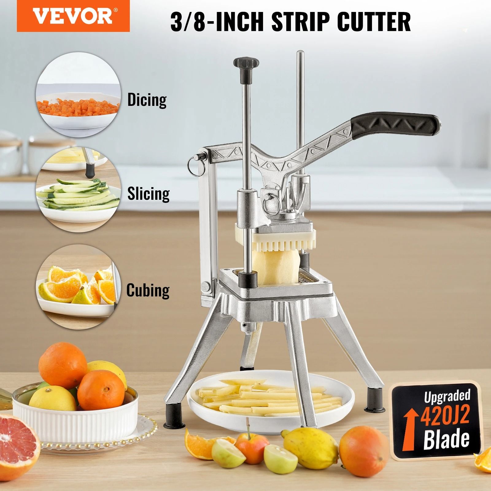 Commercial Heavy-Duty Vegetable & Fruit Dicer | Stainless Steel Food Slicer