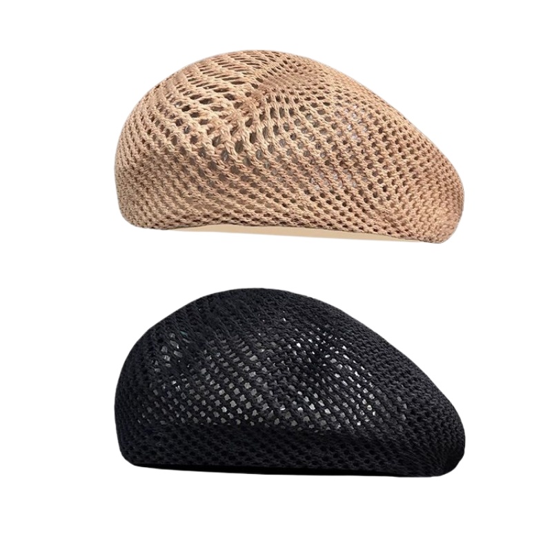 Outdoor Fashion Casual Beret Hat for Women, New Summer Solid Hollow Breathable Sun Hat, Female Boina Bonnet Cap.